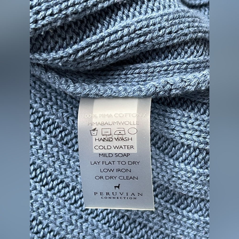 Peruvian Connection Rowe Ribbed Sweater In Blue Size S - Picture 10 of 15